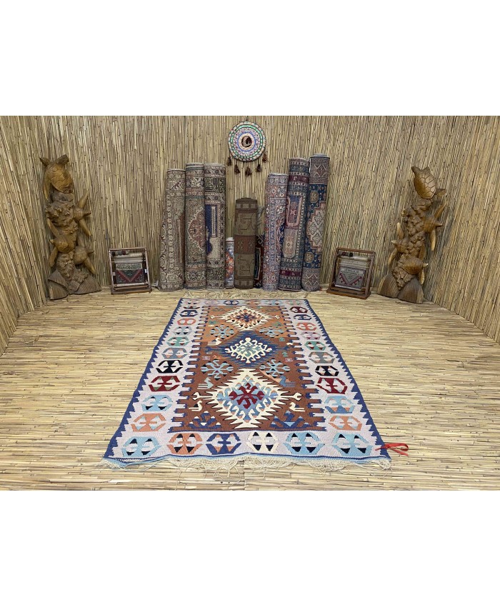 Handmade Turkish Kayseri Nomadic Original  Wool on Wool Kilim – FREE SHIPPING..!